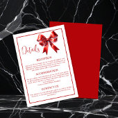 Carte D'accompagnement Mariage de ruban à coquette rouge minimal