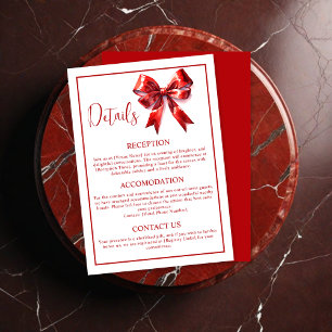 Carte D'accompagnement Mariage de ruban à coquette rouge minimal
