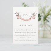 Carte D'accompagnement Mariage de ruban couleur Fleur sauvage rose (Debout devant)