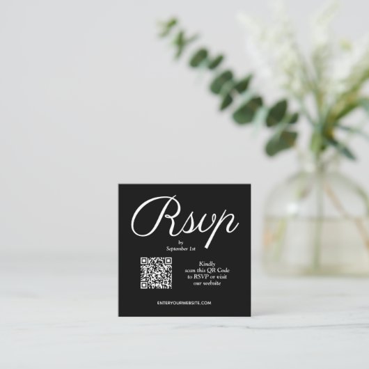 Carte D'accompagnement Mariage de script chic de code QR (Debout devant)