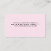 Carte D'accompagnement Mariage de script chic détails noir et rose (Dos)