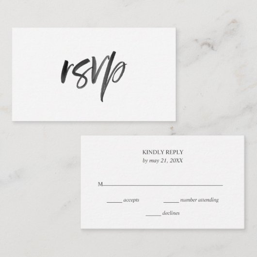 Carte D'accompagnement Mariage de script de brosse RSVP (Devant / Derrière)