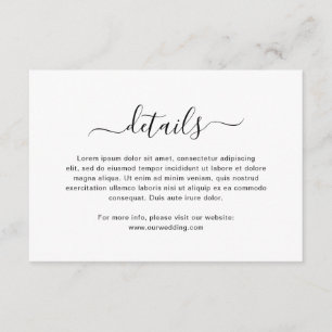 Carte D'accompagnement Mariage de script élégant en noir et blanc simple
