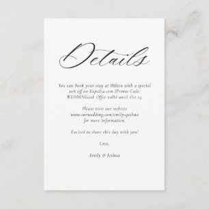 Carte D'accompagnement Mariage de script élégant et moderne