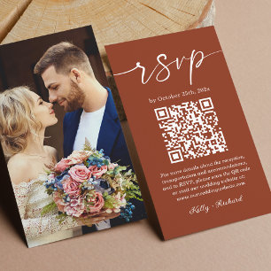 Carte D'accompagnement Mariage de script en terre cuite en ligne RSVP QR