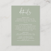 Carte D'accompagnement Mariage de script manuscrit minimal vert Sage (Devant)