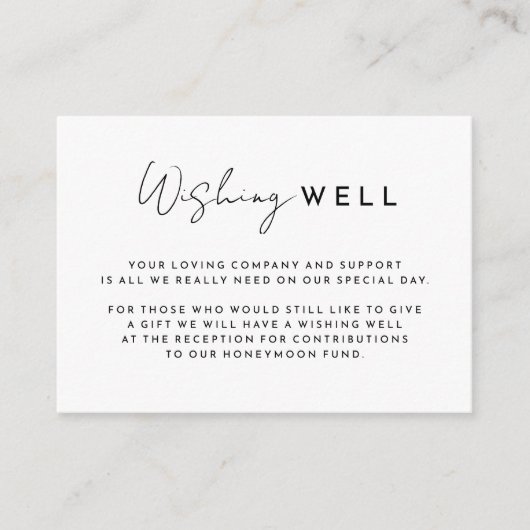 Carte D'accompagnement Mariage de script moderne blanc bien souhaité (Devant)