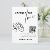 Carte D'accompagnement Mariage de script moderne capture le code QR d'amo (Debout devant)