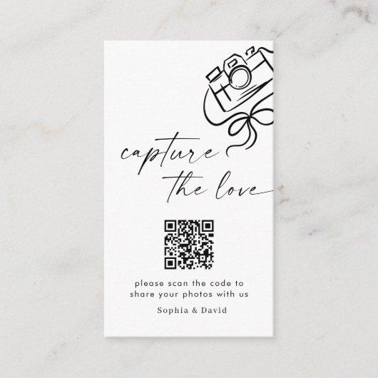 Carte D'accompagnement Mariage de script moderne capture le code QR d'amo (Devant)