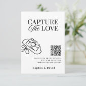 Carte D'accompagnement Mariage de script moderne capture le code QR d'amo (Debout devant)