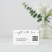 Carte D'accompagnement Mariage de script moderne Capturez l'amour QR Code (Debout devant)