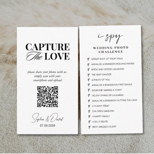 Carte D'accompagnement Mariage de script moderne Capturez l'amour QR Code