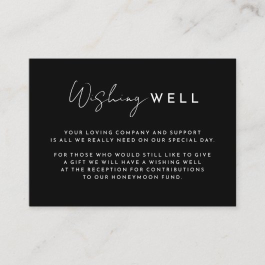 Carte D'accompagnement Mariage de script moderne Noir désirant bien boîti (Devant)