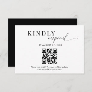 Carte D'accompagnement Mariage de script noir blanc de code QR