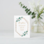 Carte D'accompagnement Mariage de script or Eucalyptus moderne (Debout devant)