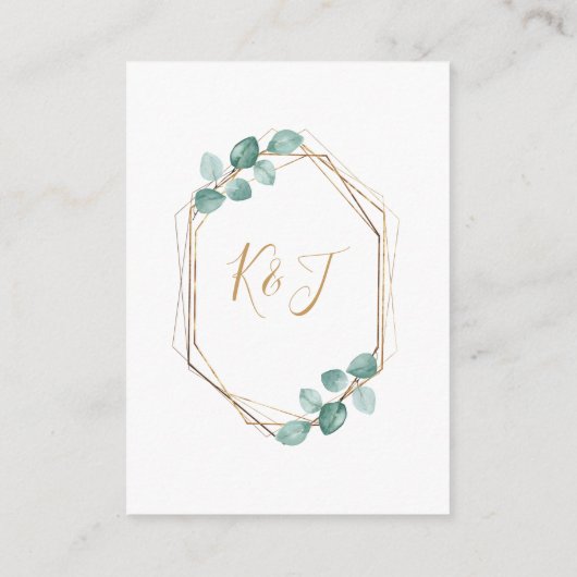 Carte D'accompagnement Mariage de script or Eucalyptus moderne (Dos)