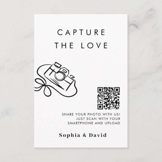 Carte D'accompagnement Mariage De Script Simple Capture Le Code QR D'Amou (Devant)
