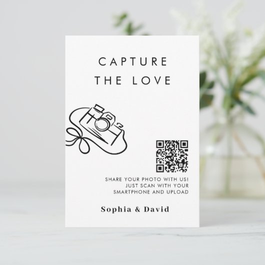 Carte D'accompagnement Mariage De Script Simple Capture Le Code QR D'Amou (Debout devant)
