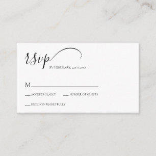 Carte D'accompagnement Mariage de script simple RSVP