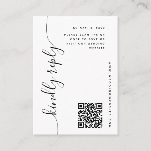 Carte D'accompagnement Mariage de script vertical RSVP (Devant)
