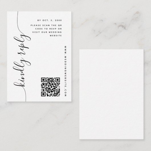 Carte D'accompagnement Mariage de script vertical RSVP (Devant / Derrière)