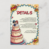 Carte D'accompagnement Mariage de style comique Retro Bride & Groom Pop (Devant)