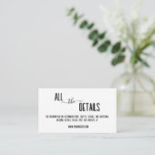 Carte D'accompagnement Mariage de texte personnalisé noir moderne et élég (Debout devant)