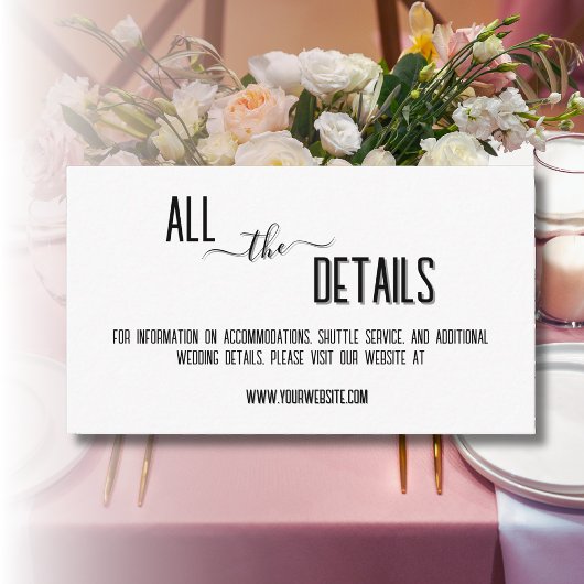 Carte D'accompagnement Mariage de texte personnalisé noir moderne et élég