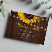 Carte D'accompagnement Mariage de tournesols rustiques détails invités