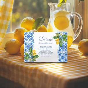 Carte D'accompagnement Mariage de tuiles et citrons bleu méditerranéen