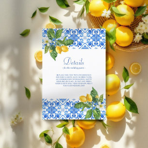 Carte D'accompagnement Mariage de tuiles et citrons bleu méditerranéen