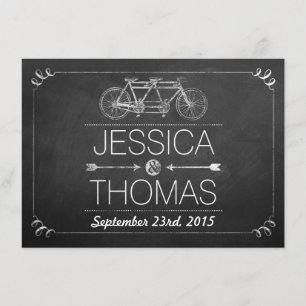 Carte D'accompagnement Mariage de typographie sur tableau noir de bicycle