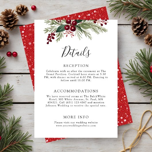 Carte D'accompagnement Mariage de verdure de Noël rustique