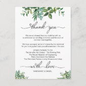 Carte D'accompagnement Mariage de verdure Week-end accueil Itinéraire (Dos)