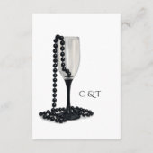 Carte D'accompagnement Mariage de verre de champagne Black & White Pearl (Dos)
