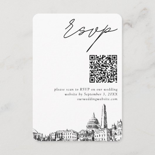 Carte D'accompagnement Mariage de Washington DC Moderne RSVP QR Code (Devant)