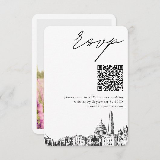 Carte D'accompagnement Mariage de Washington DC Moderne RSVP QR Code (Devant / Derrière)