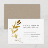 CARTE D'ACCOMPAGNEMENT MARIAGE D'EAU EN COULEUR D'OR JAUNE RSVP (Devant / Derrière)