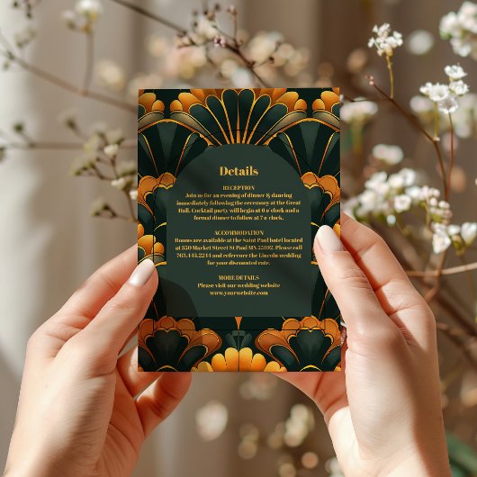 Carte D'accompagnement Mariage des années 20 Roaring Art déco
