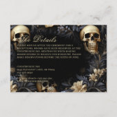 Carte D'accompagnement Mariage des crânes et des fleurs d'or gothique fon (Devant)