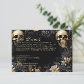 Carte D'accompagnement Mariage des crânes et des fleurs d'or gothique fon (Debout devant)