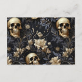Carte D'accompagnement Mariage des crânes et des fleurs d'or gothique fon (Dos)