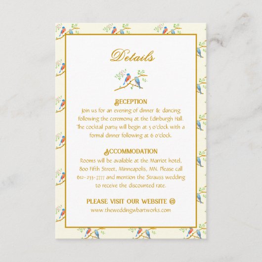 Carte D'accompagnement Mariage des merles bleus (Devant)