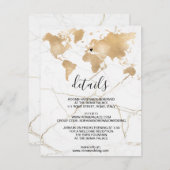 Carte D'accompagnement Mariage Destination World Map Gold Removable Heart (Devant / Derrière)