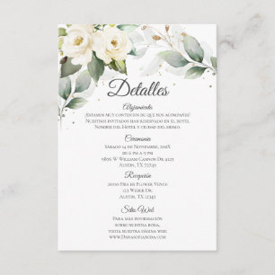 Carte D'accompagnement Mariage détails vert eucalyptus en espagnol