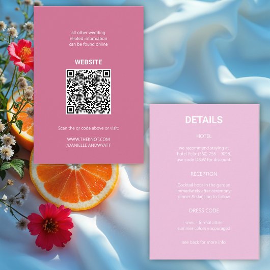 Carte D'accompagnement Mariage d'été italien moderne détails code QR
