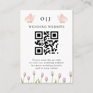 Carte D'accompagnement Mariage d'été moderne avec fleurs roses et papillo