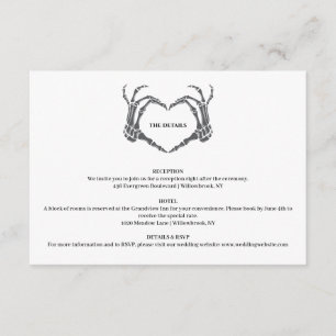 Carte D'accompagnement Mariage d'Halloween à main de squelette romantique