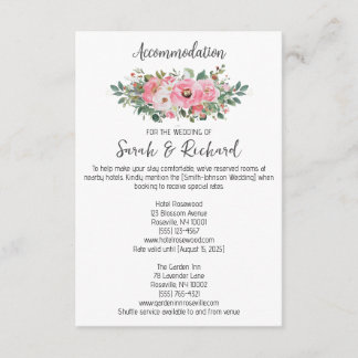 Carte D'accompagnement Mariage d'hébergement Floral rose vif