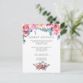 Carte D'accompagnement Mariage d'hiver Floral Détails de l'invité (Debout devant)